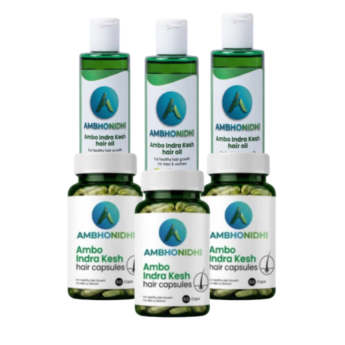 Ambo Indra Kesh Combo | Ayurvedic Oil & Capsules for Strong, Thick & Healthy Hair Growth