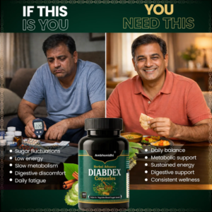 Ambhonidhi Herbal Advanced Diabdex Capsules | Supports Healthy Sugar Levels | 60 Capsules